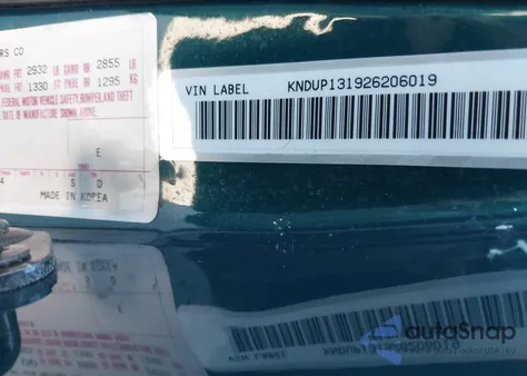 2002 Kia Sedona Ex/Lx из США, поврежденный, VIN KNDUP131926206019